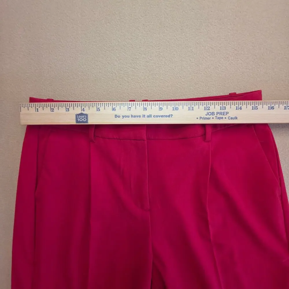 J.Crew Red Pleated Trouser Pants Sz 10 High-Waist Straight-Leg